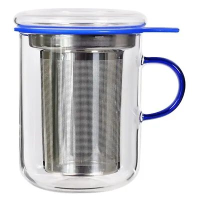 15 Oz Glass Tea Mug With Infuser And Lid / Borosilicate Glass Mug Clear • $20.95