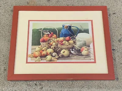 $99 • Buy Framed Art Lithograph MARJOLEIN BASTIN For HALLMARK Apple Chickadee Bird ❤️sj8j
