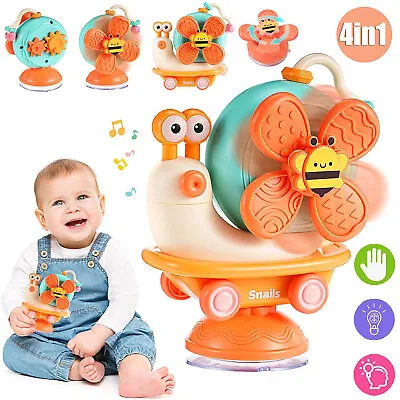 Baby High Chair Toy Snail Car Toy Suction Cup Spinner Toy Montessori Sensory Toy • £6.95