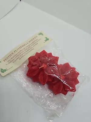 Vintage Bath & Body Works Poinsettia Festive Floating Candles NOS Unused 1986  • $14