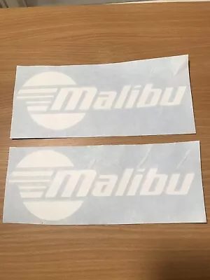 Malibu Boat 9” White Decals Vinyl High Quality New Stickers - Set Of 2 • $8.99