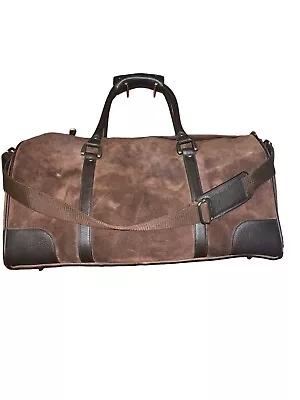 Marlboro 2003 Guts & Grit Gear Brown Suede Leather Duffle Bag Travel Gym Tag Inc • $35