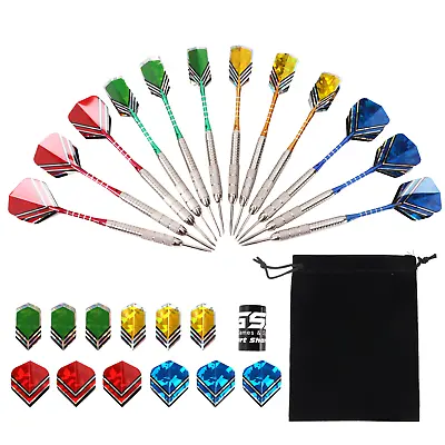 12-Pack Pro 24g Steel Tip Darts Set With Aluminum Shafts/Flights &Dart Sharpener • $19.98