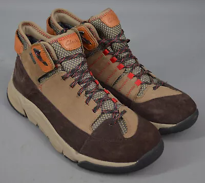 Men's Beige & Brown Leather & Textile Clarks Outdoor Gore-Tex Lace Up Boots 10.5 • £12.99