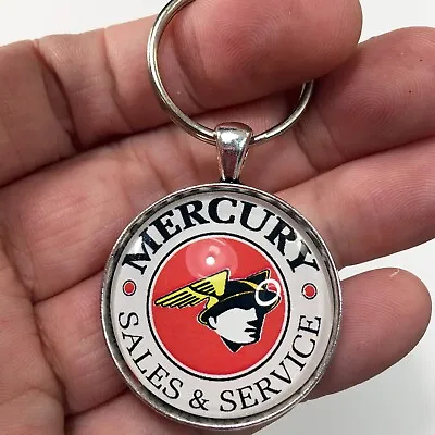 Vintage Mercury Merc Man Sales & Service Sign Emblem Logo Reproduction Keychain • $12.95