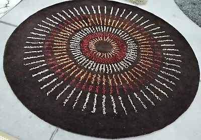 BROWN / GOLD 6' X 6' Round Back Stain Rug Reduced Price 1172743489 SOH719B-6R • $124