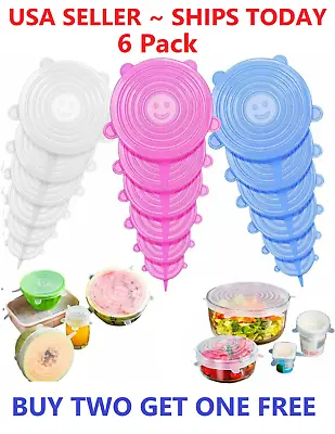 $5.68 • Buy 6Pcs Stretch Silicone Lids Bowl Reusable Kitchen Food Storage Wrap Sealing Cover