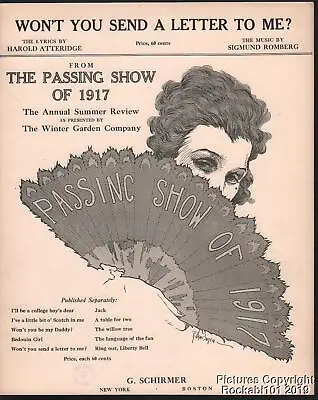 1917 Theater (Passing Show Of 1917) Sheet (Won T You Send A Letter To Me) • £6.33