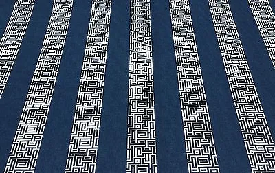 Magnolia Home Plaza Greek Key Stripe Navy Furniture Fabric By The Yard 54 W • $6.99