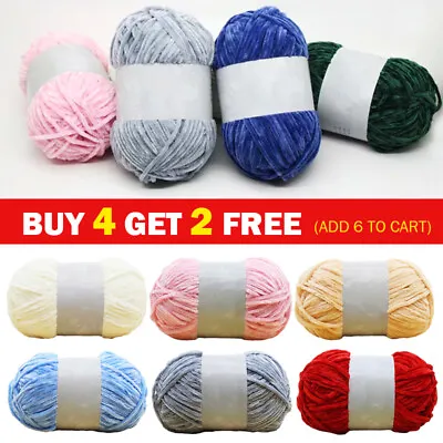Soft Chenille Special Plush Chunky Knitting Crochet Yarn 100g** • £2.96