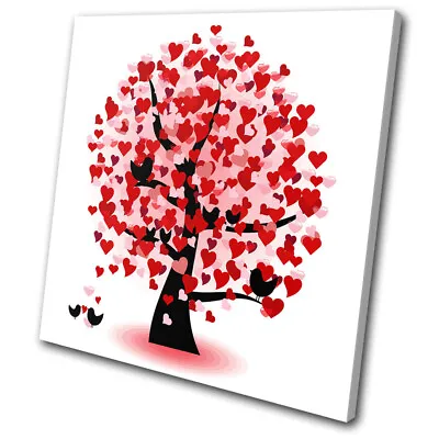 Love Heart Tree SINGLE CANVAS WALL ART Picture Print VA • £19.99