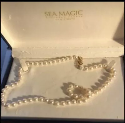 Mikimoto Single Strand Pearl Necklace W/ 18K Yellow Gold Clasp With A Diamond • $1300