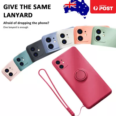 $10.39 • Buy IPhone 7/8P SE XS 11 12 Pro Max Ring Stand Case Shockproof Liquid Silicone Cover