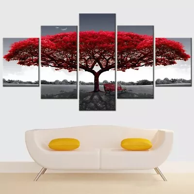 Nature 5 Pieces Canvas Art Wall Decor Painting Abstract Red Tree Sunset Picture • $14.90