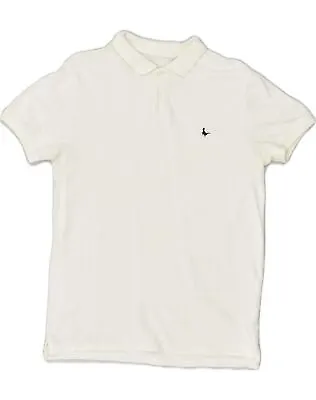 JACK WILLS Mens Polo Shirt Medium Off White Cotton AI30 • £9.13