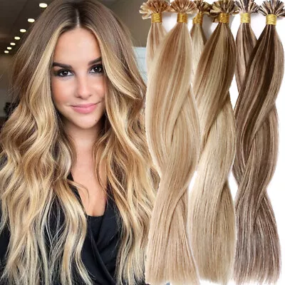 Fusion Pre Bonded U/Nail Keratin Tip Blonde Remy Human Hair Extensions 14-24Inch • $23.64