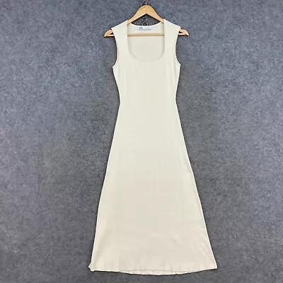 Zara Dress Womens M Medium Cream Ribbed Fitted Sleeveless Party Midi 31923 • $31.96