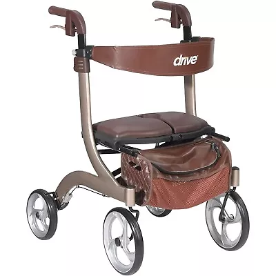 Drive Medical RTL10266CH-HS Nitro DLX Foldable Rollator Walker Seat Champagne • $191.10