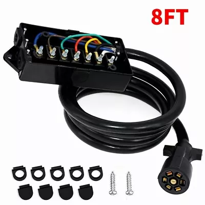 7Way Trailer Plug Weatherproof Trailer Wiring Harness 7Pin Trailer Connector 8FT • $29.99