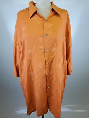Campia Moda Mens XL Martini Print Dress Casual Short Sleeve Shirt Orange • $17.99