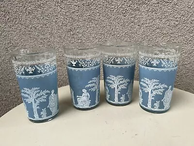 Vintage Set 4 Tumblers Grecian Theme Jeannette Glassware • $30