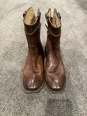 Frye Paige Redwood Short Riding Leather Ankle Boots Chestnut Brown 8B • $38