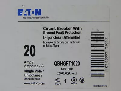 Eaton USD QBHGFT1020 Miniature Circuit Breakers (MCBs) QBH 1P 20A 240V 50/60Hz 1 • $213.18