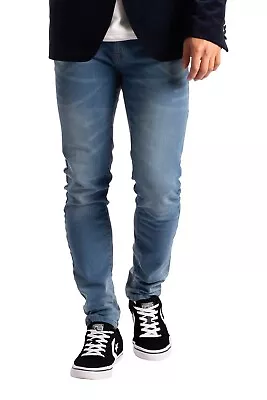 New Mens Flex Skinny Jeans Stretch Slim Fit Denim Pants All Waist & Length • £16.99