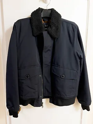 GAP Small S Navy Blue Cotton/Nylon Bomber G-1 Aviator Jacket • $70