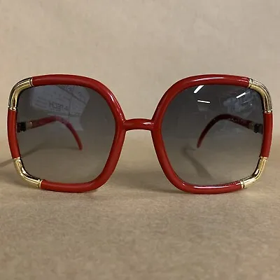 VINTAGE Sunglasses Ted Lapidus PARIS FRANCE RED & GOLD Gradient Gray/Clear Lens • $304