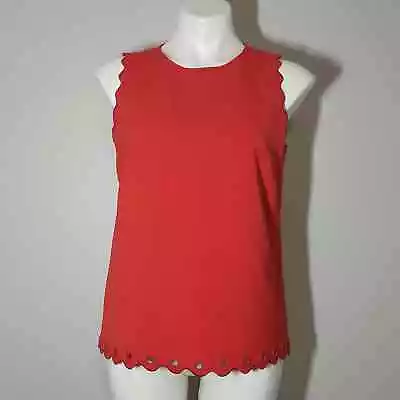 J. Crew Red Scallop Hem Sleeveless Blouse Size 6 • $17.39