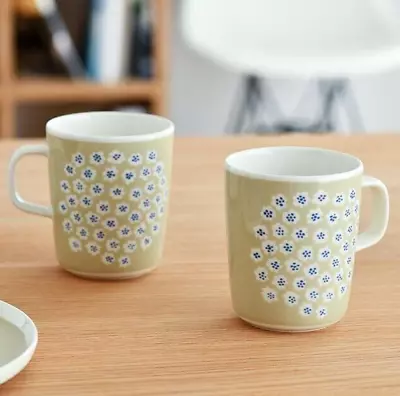 JAPAN EXCLUSIVE Marimekko Puketti Mug Cup 250ml Beige X Blue • $36.56