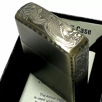 Zippo Armor Carp 3 Sided Sculpture Antique Gold Brass Lighter Limited Number New • £101.27