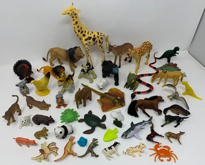 $29.99 • Buy Mixed LOT (almost 2 POUNDS) Of Vintage Plastic Ocean Zoo Farm Animals Dinosaurs