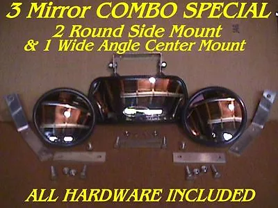 3 SkidSteer MIRRORS 2 Side & 1 Center Skid Steer Loader Fits Bobcat Gehl Cat Etc • $69.94