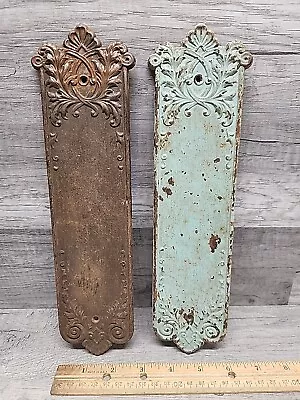 Pair Of Vintage Door Push Plates Ornate Victorian Door Salvage Hardware  • $60