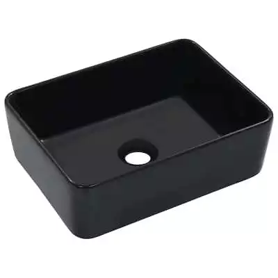 Rectangular Bathroom Sink Above Counter Vanity Hand Wash Basin Ceramic Black • $112.95