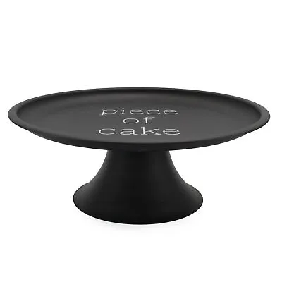 Round Enamel Cake Stand Black Metal Retro Farmhouse Style • $26.99