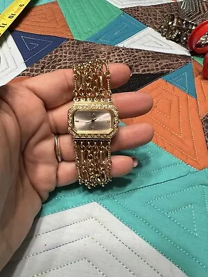 Guess Gold-Tone Stainless Steel Chain Bracelet Watch • $25