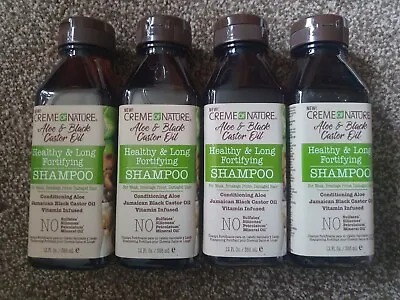 4 X Creme Of Nature Aloe & Black Castor Oil Healthy & Long Fortifying Shampoo • £19.99