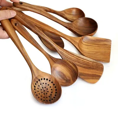 $16.99 • Buy Wooden Spatula Spoon Kitchen Cooking Utensils Tools Non-stick Wok Shovel Tools