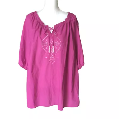 Gloria Vanderbilt Vintage Womens Tunic Top Size 2X Embroidered Front Purple • $13.46