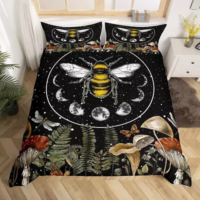 Honey Bee Comforter Cover Moon Phase Bed Sets Glitter Stars Duvet Cover Queen Tr • $59.81