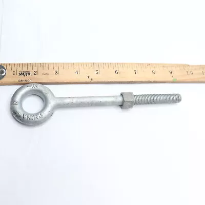 Eye Bolt With Hex Nut In Plain Pattern Forged Steel Galvanized 1/2-13 X 8  • $5.89