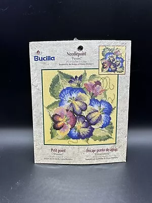 Vintage Bucilla Donna Dewberry Pansies Needlepoint Kit 4848 Printed Canvas 5 X5  • $15