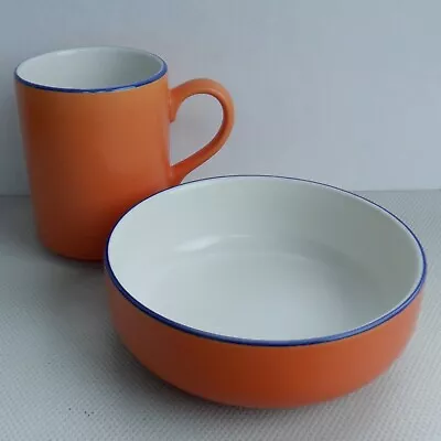 Vintage Hornsea Pottery Citrus Mug & Cereal Soup Bowl Orange Retro • £34.95