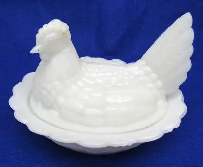 Antique Von Streit Milk Glass Hen On Nest Covered Animal Dish #640b Hennendose • $99.99