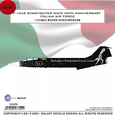 1/48 F-104S Starfighter Nato 50th Anniversary Italian Decal For Kinetic K48093 • $15