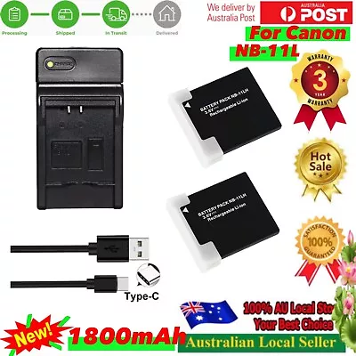 2x NB11LH NB-11L Battery + Usb-C Charger For Canon Digital IXUS 175 180 185 190 • $35.30
