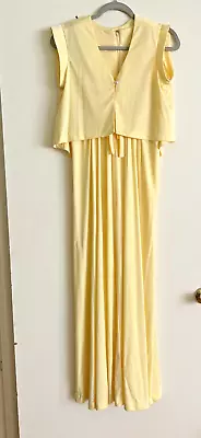 Vintage 70s Dress Maxi Yellow Sleeveless Long Party Dress Mod Sml Clothing • $63.75